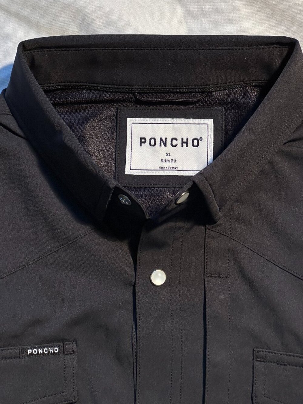 PONCHO Men's Black Slim Fit Button-Down Casual Shirt